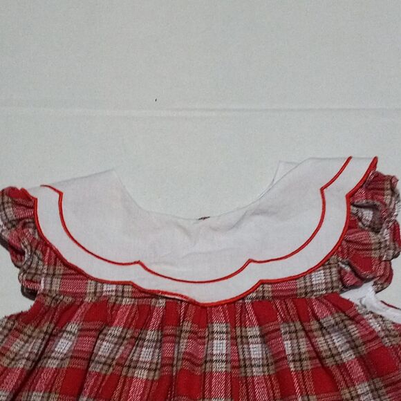 Lil Cactus Scallop Collared Plaid Dress-Size 3T-Lined-Flannel-100% Cotton - Picture 2 of 8